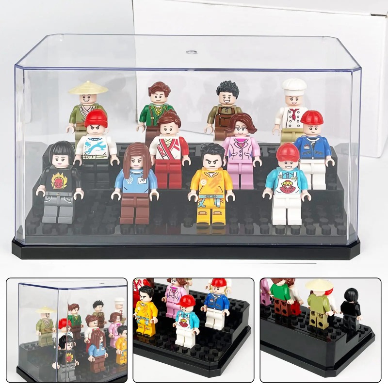 Lego Minifigure Holder - Acryl-Minifiguren-Vitrine, Stapelbare und Staubdichte Bausteine-Ausstellungsbox für