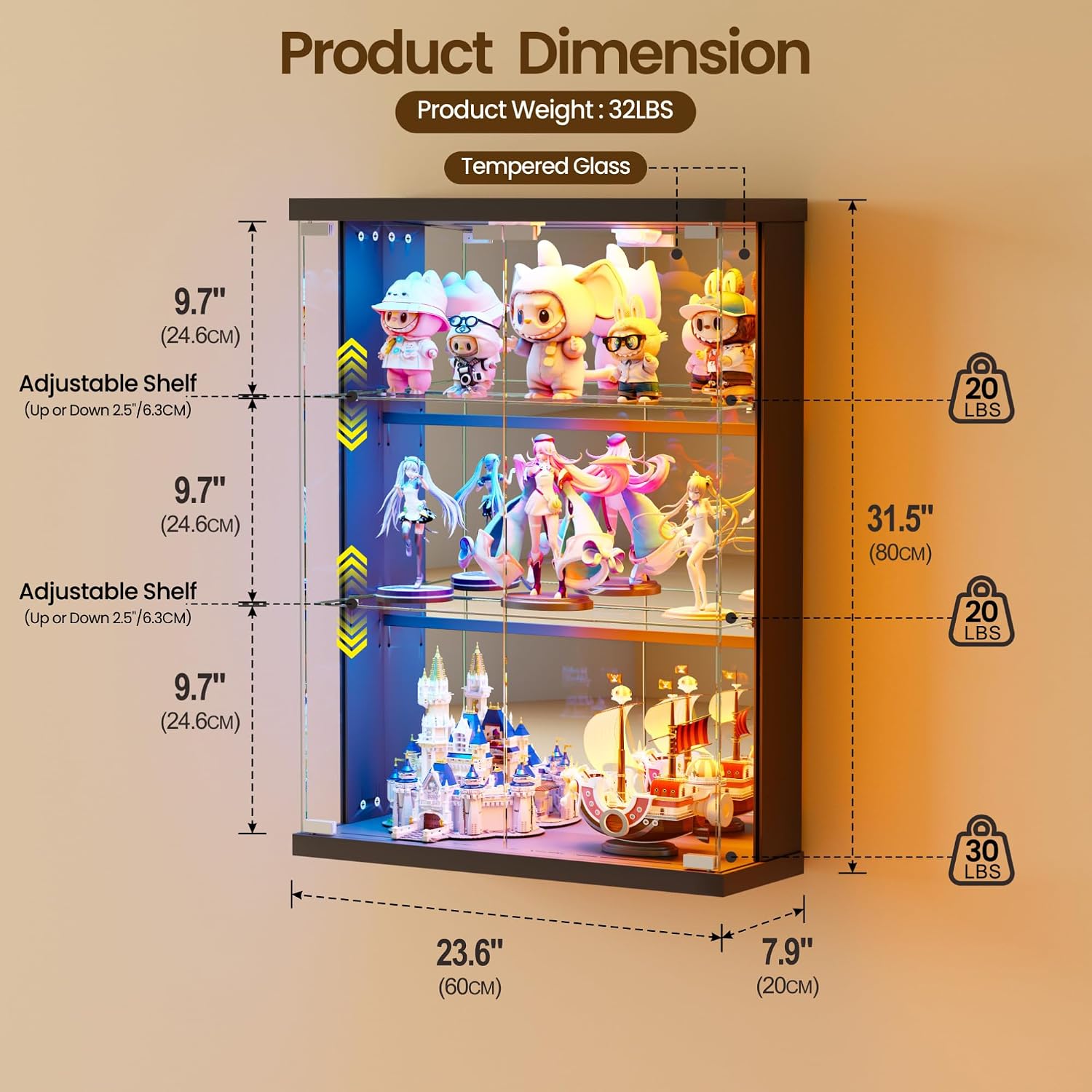 Wandmontierte Glasvitrine mit  – Pop Display Shelf Bewertung und Preis